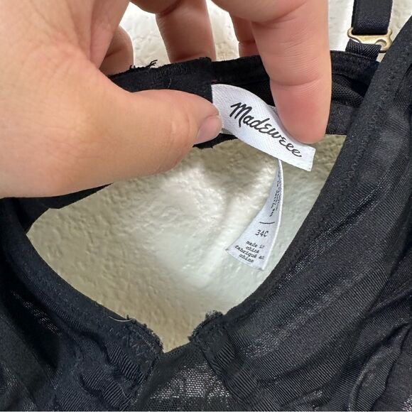 Women’s Madewell Sheer Stripe Underwire Bra In True Black - Picture 8 of 10